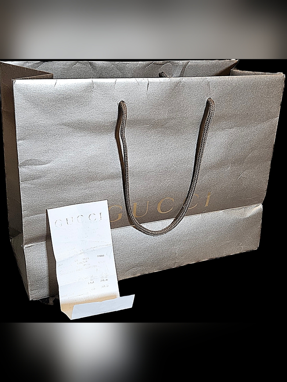 Gucci XL Shopping Gift Bag Gold GG Monogram Receipt Handbag Box Packaging Set